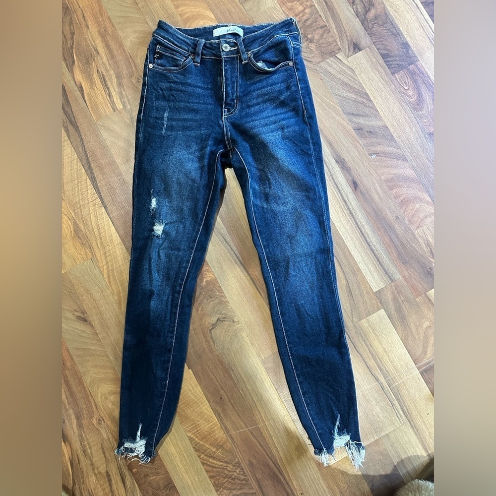 KanCan Women's Dark Blue Distressed Skinny Jeans